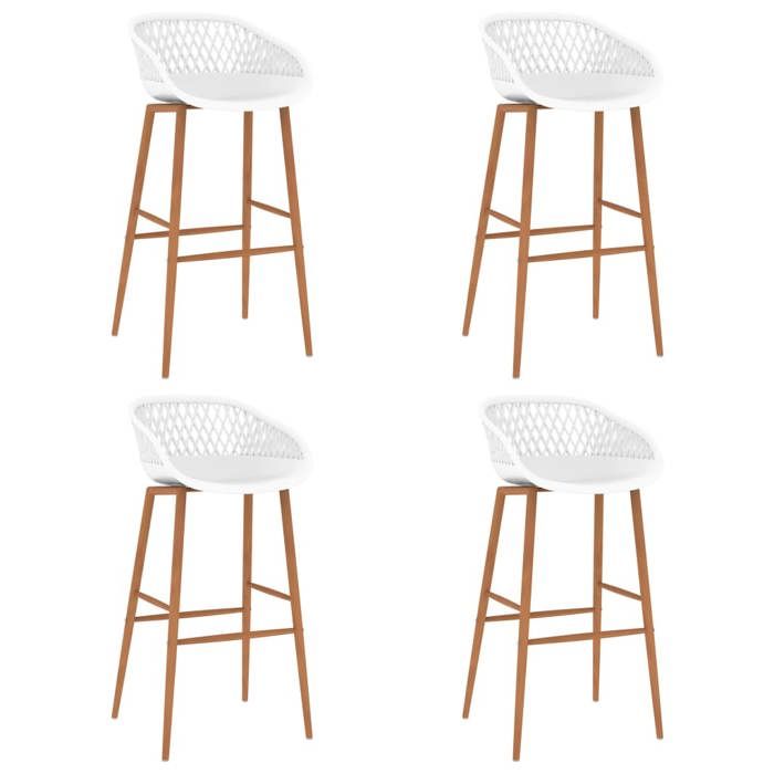 Blanc Tabourets de bar lot de 4 blanc - Chaise haute de bar H15939