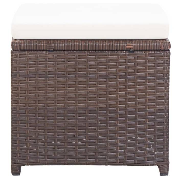 Mode Tabourets de jardinCHEZ YIYISet de 2Fauteuil de relaxation élégantAvec CoussinsRésine tressée Marron 41x41x35 4626