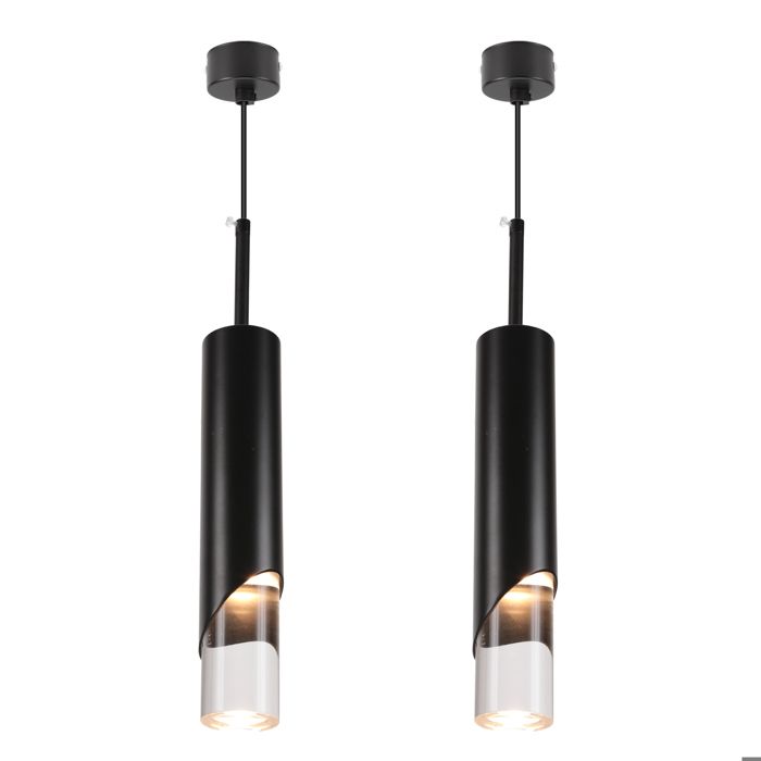 Suspension luminaire - SMOTOP - Noir - LED intégrée - Lot de 2 30 cm