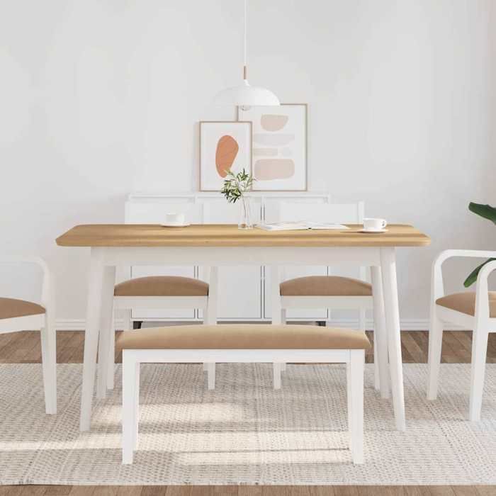 Stable&Durable - Blanc - Banc 90 cm blanc bois massif caoutchouc - Banc de cuisine & salle à manger HS145164093