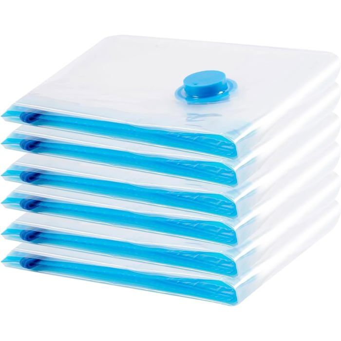 6PCS Compression Housse Aspirable Rangement Réutilisable pour Literie Vêtements Couettes Matelas Tente et Voyages(60 * 40CM)