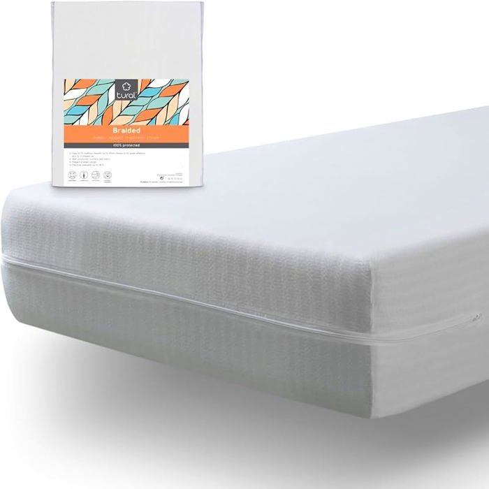 Housse de Matelas (Lot de 2) 80x190/200cm Elastique et Résistant avec Fermeture Éclair Certifié Lot de 2 80x190/200cm