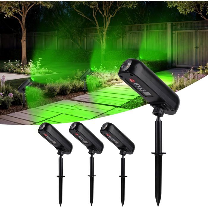Lot de 4 Spot Solaire Vert Lampe Solaire Exterieur Etanche IP65 Projecteur Solaire Exterieur [Classe énergétique A+++]