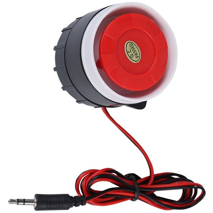 Sirène dalarme filaire 12V 120dB – Compacte et légère – Pour systèmes de sécurité à la maison – Matériaux plastique et métal