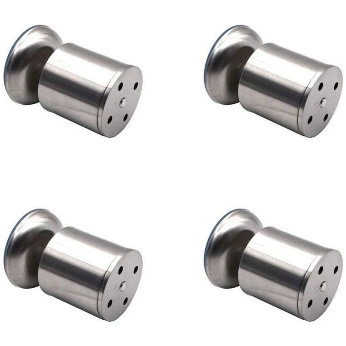 Pieds de meuble réglable - PZCC - 50 x 80 mm - Inox - Semelle caoutchouc silencieuse - Lot 4 pièces