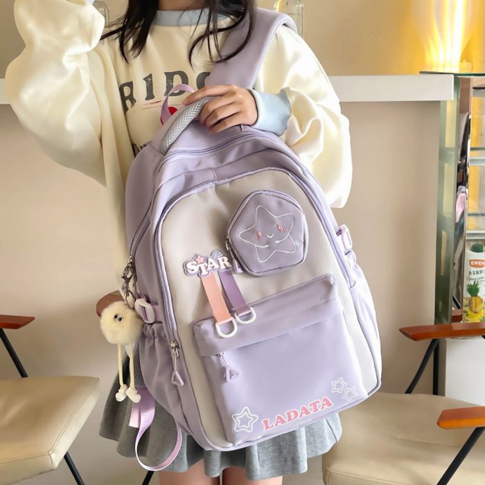 XJYDNCG Cartable Fille Primaire - Imperméable Multi - Poches - 45x31x14cm - Violet