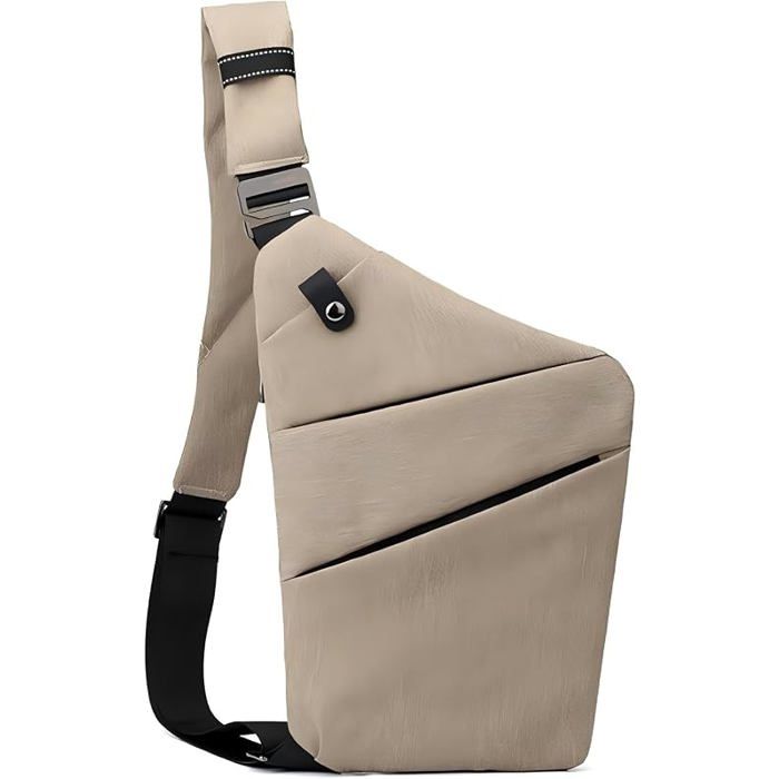XJYDNCG Sacoche Bandoulière Homme FemmeSac De Poitrine SportAntivolVoyageAdaptable Épaule Droite - Kaki SAC