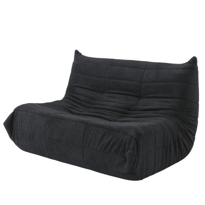 Canapé Convertible 2 Places Noir 135x105x80cm - Mousse Haute Résilience - Velours Doux - Salon Lecture Détente