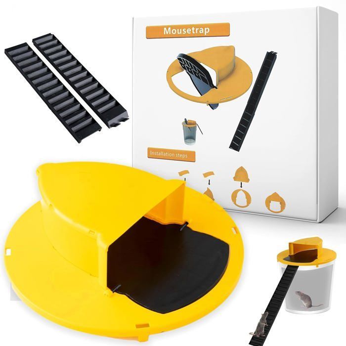 Couvercle jaune pour seau 5 gallons piège à souris vivant réutilisable en PVC capture multiple et
