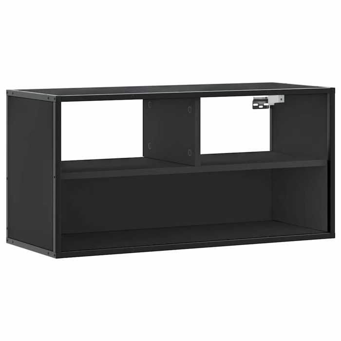 Meuble TV - MAISON EXCLUSIVE - 80 x 31 x 39 5 cm - Noir - Bois dingénierie et métal - Fixation murale