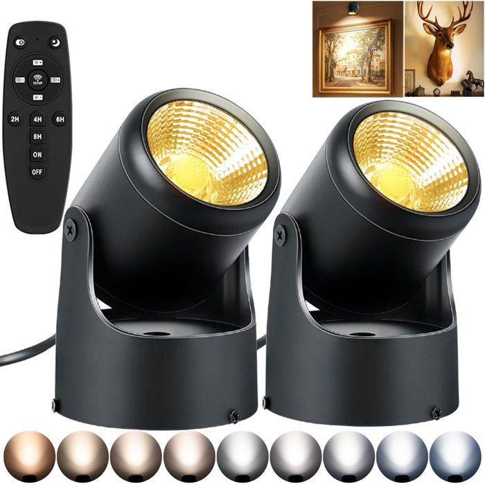 Température couleur réglable continu lumières montantes intensité variable lot 2 verticaux 7W minuterie télécommande