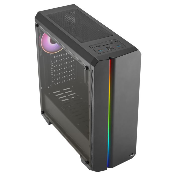 Boîtier Moyen Tour ATX - Aerocool - GENESISV2BK - Panneau Frontal LED ARGB - Ventilateur ARGB 12cm - Noir