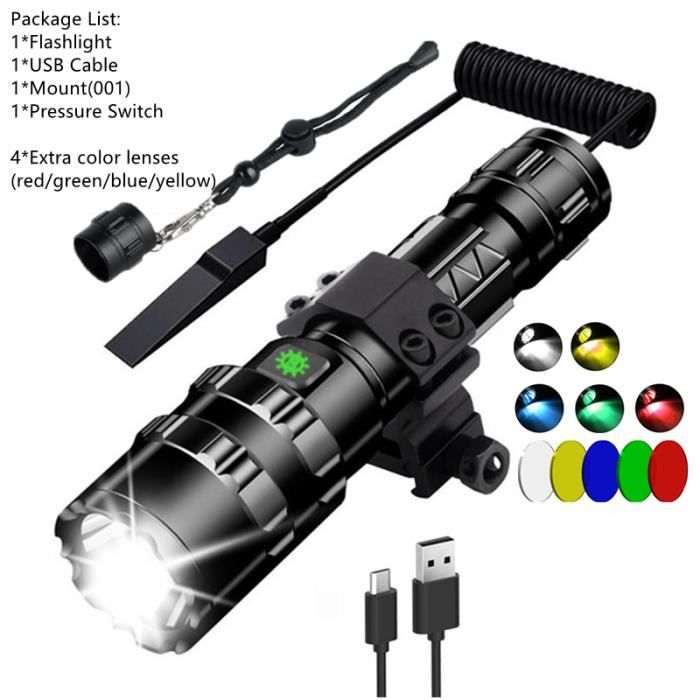 QIRUIMY M600C Lampe De Poche Tactique Avec Interrupteur De Coussin De