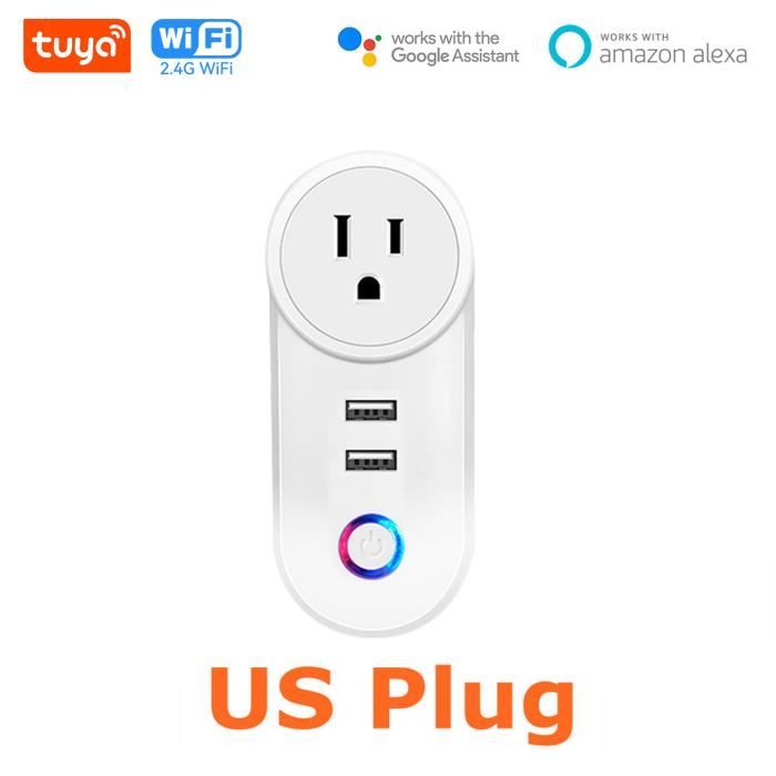 Option Wi-Fi 2-Tuya Smart Home Zigbee 3.0 Multiprise avec Port USB, Prise  Intelligente WiFi Standard US, Comm
