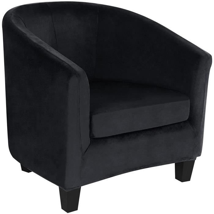Housse pour Fauteuil Salon Crapaud Extensible Tub Chair 1Place NIBESSER Velours Housse de Fauteuil Club Cabriolet Ensemble de 2 Pièces avec Housse de Coussin