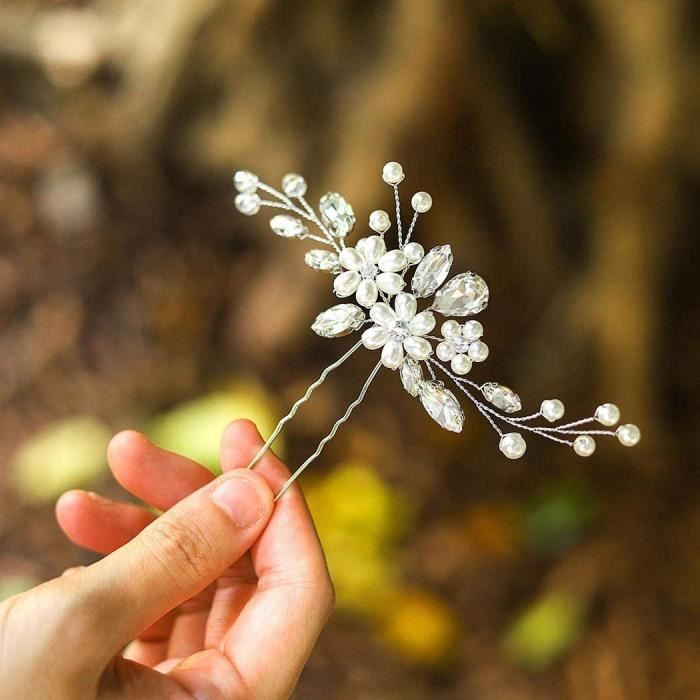 Epingle a Cheveux Mariage Pince Chignon Mariage Epingle Cheveux Fleur Strass Mariee Fleur Epingles Accessoires de cheveux pour 1892 Cdiscount Au quotidien