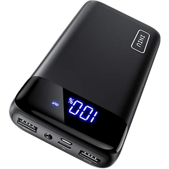 INIU Batterie Externe avec écran LED 20000 mAh Power Bank, Double Sortie 3  A Haute Vitesse Chargeur Portable Compatible avec iPhone - Cdiscount  Téléphonie