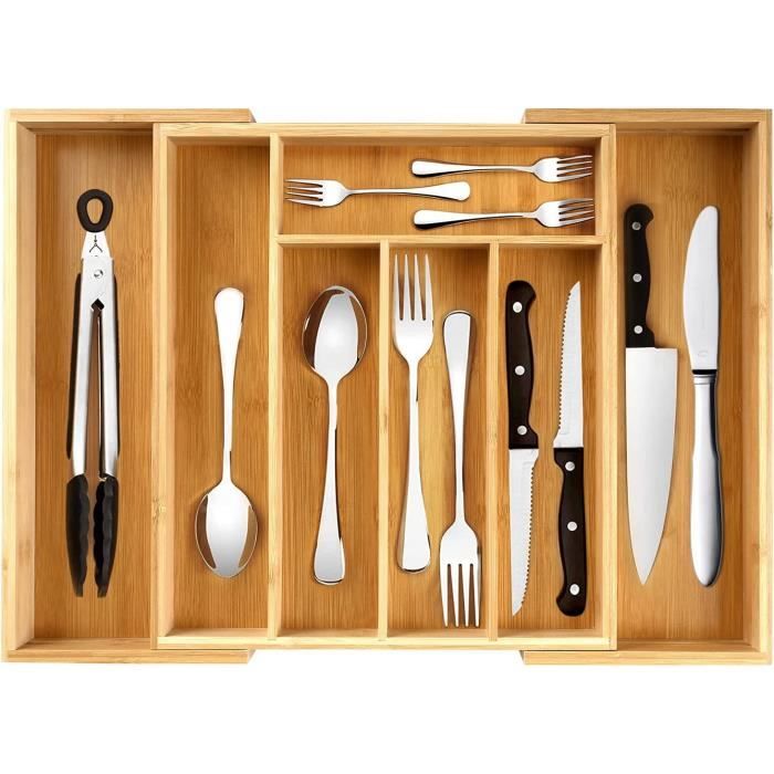 Range-couverts Extensible Pour Tiroir De Cuisine - 5 Compartiments, Largeur 27.8 à 44.5 Cm, Sans BPA