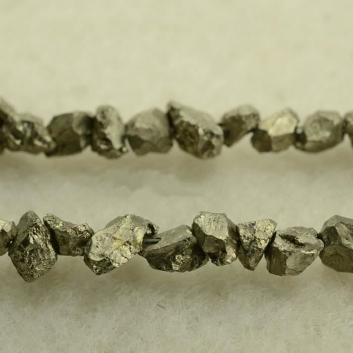 BRACELET PERLES PYRITE 4 MM - ORIGINE PÉROU - LONGUEUR 15-16 CM