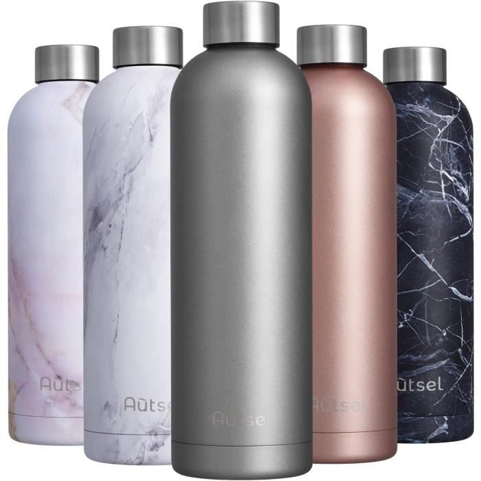 Bouteille Isotherme 1l, Gourde Isotherme Inox, Gourde Isotherme Avec Paille, Double Paroi Sous Vide Etanche Sans Bpa Pour Randonnee Voyage Ecole Bureau