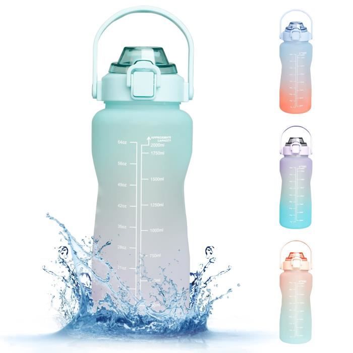 Bouteille D’eau Sportive Voucong – Tritan Sans BPA, 1000 Ml, Avec Paille Et Poignée, Rose/vert