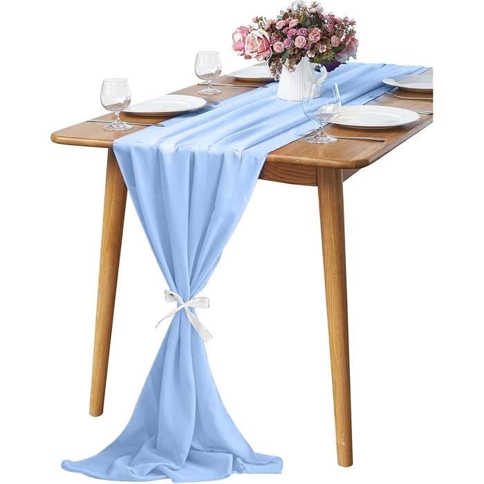 Chemin De Table En Mousseline De Soie Blanc 70x300 Cm - Décoration Romantique Mariage Et Fêtes, Transparent Et Élégant