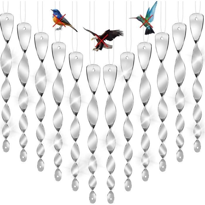 Lot De 3 Répulsifs Oiseaux Spirale Miroir - Acier Inox, Réfléchissant 3D - Pour Balcon, Jardin, Terrasse