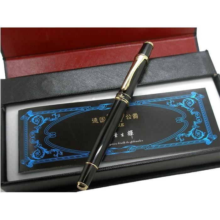 Stylo-plume Jinhao 159 Noir - Pointe En Acier Iridium, Corps Laqué Laiton - Convertisseur Inclus, Poids 48 G
