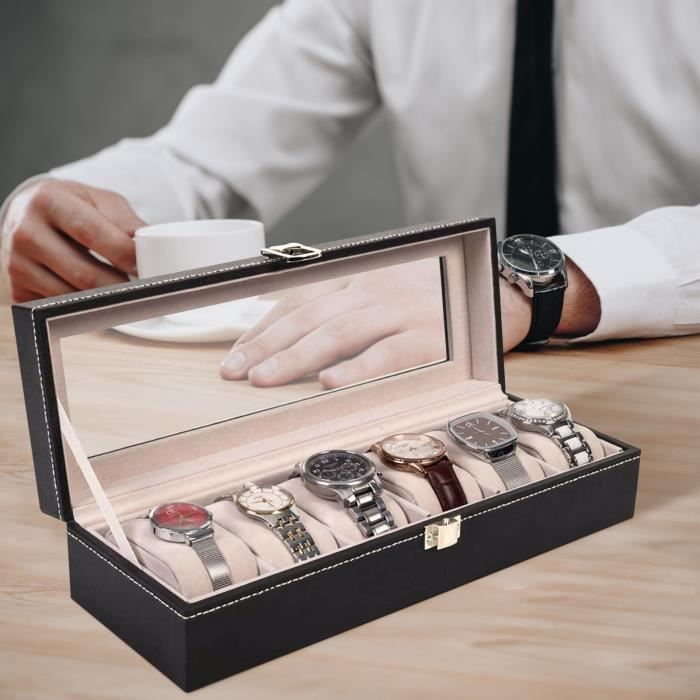 Presentoir montre Coffret montres en cuir Boite bijoux Cadeau pour homme (6  compartiments) -YES , - Achat/vente boite a montre - Cdiscount