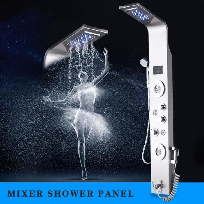 JULLYBATHEVY Colonne de Douche Hydromassante SPA Massage Jet LED