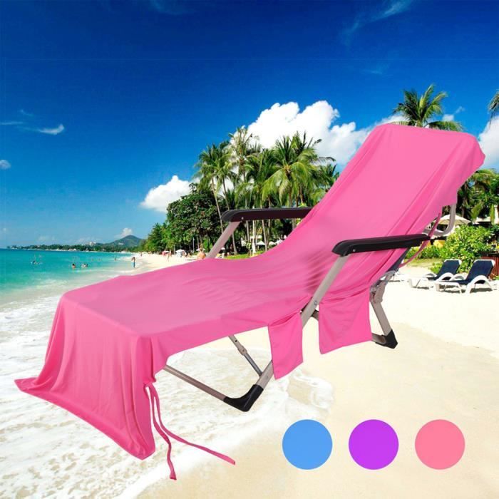 En coton plage chaise serviette pour piscine transat transat plage facile à porter, 