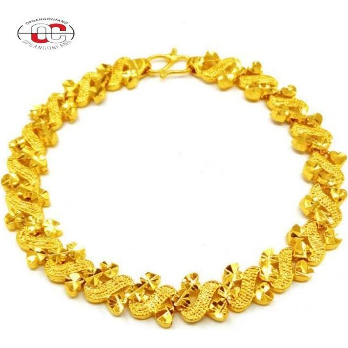 organgonfand femmes bracelet   3-coeur conception chaîne bracelet romantique lien 19cmbracelet de- couleur: dorée