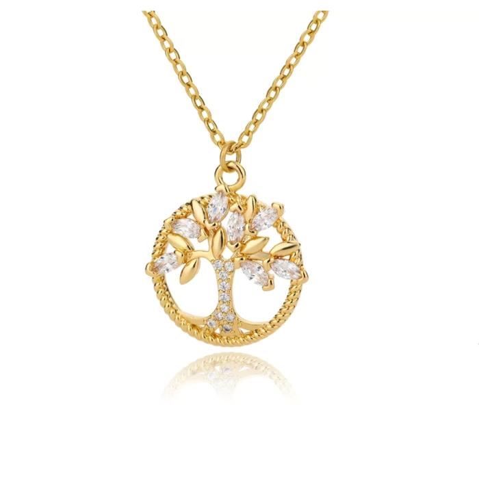 Collier Arbre de Vie – Doré & Strass main image 1
