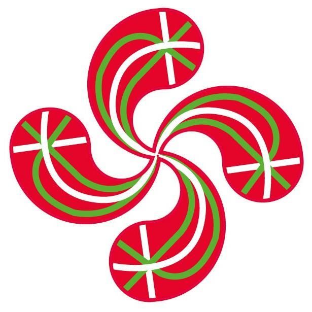 Autocollant Croix Basque Lauburu drapeau sticker adhésif (Taille: 4 cm)
