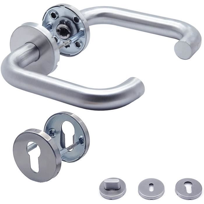 APECS H-0203+PZ Poignée de porte ronde en acier inoxydable mat[424 ...