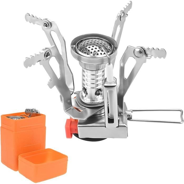Mini Réchaud Camping Pliable Z.M.C 3200W - Gaz Avec Allumage Piézo + Boîte Transport + 2 Cartouches 300g