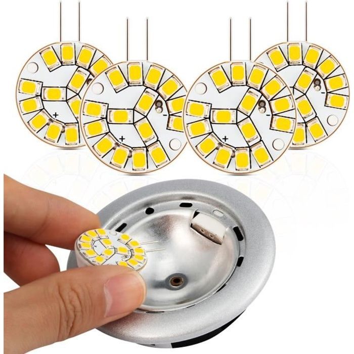 Kohree Ampoule G4 LED 3000K Blanc Chaud 2W 12V 220lm Remplacement d’Ampoule Halogène pour Camping-car RV Bateau Caravane Lot de 4 