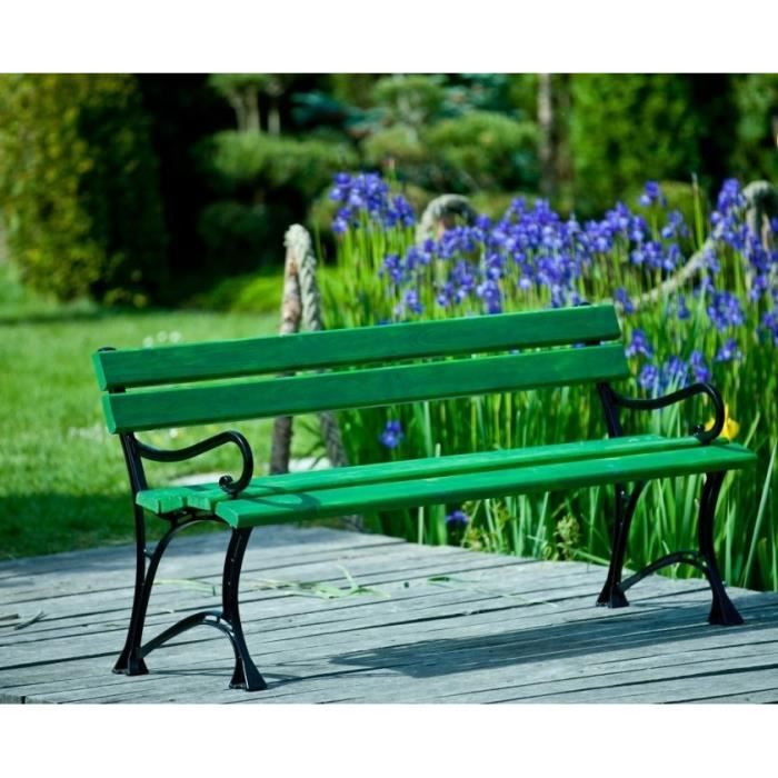 Banc De Jardin Vert En Bois Et Aluminium 180 Cm Avec Accoudoirs