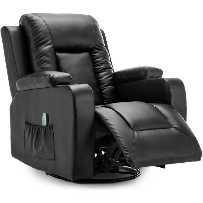 Fauteuil de Relaxation - Fauteuil Ergonomique - Dossier épais et accoudoirs - avec Fonction Bascule- Noir
