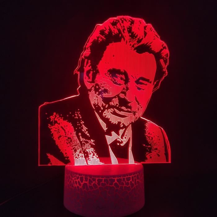 Johnny Hallyday 7 couleurs Touch Control 3D LED veilleuse lampe de table Super Star cadeaux de décoration de Noël pour enfants