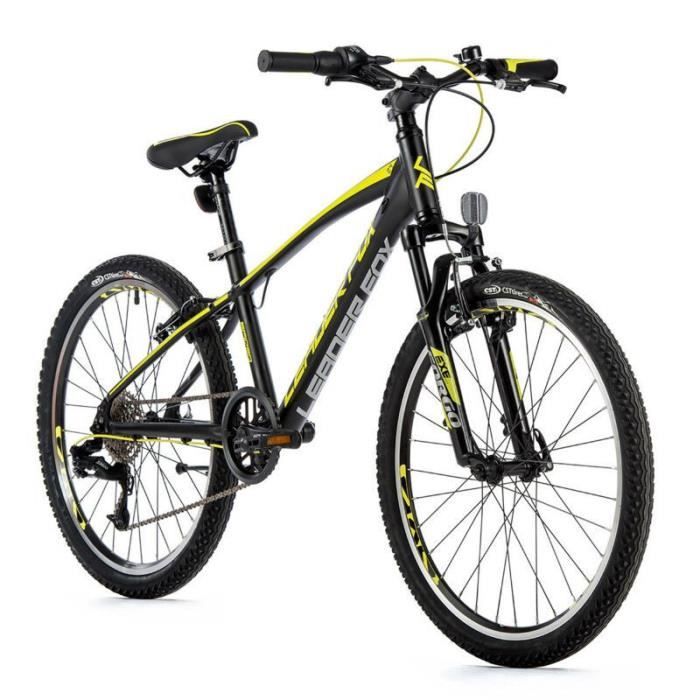 Vélo électrique VTT enfant Leader Fox Spider 2023 8V - noir / jaune fluo - 135/145 cm