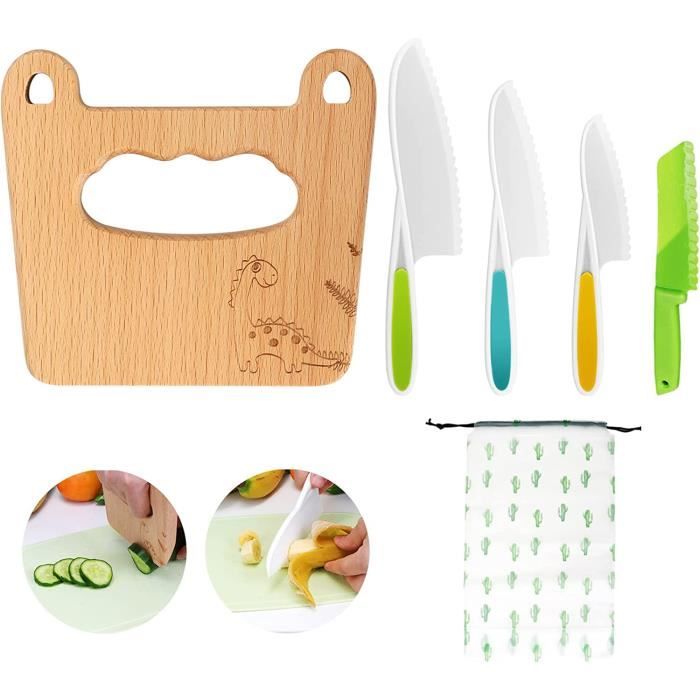 Goodchef Lot 5 Couteaux Cuisine Enfants Couper Cuire Fruits Ou Légumes Couteau Bois Sûr