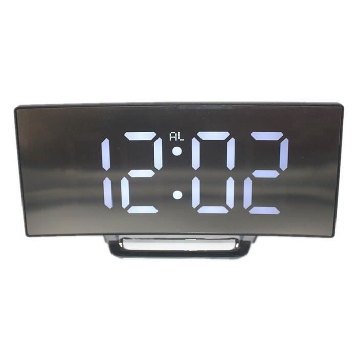Réveil Horloge,Réveil Numérique Miroir LED,horloge De Table Snooze