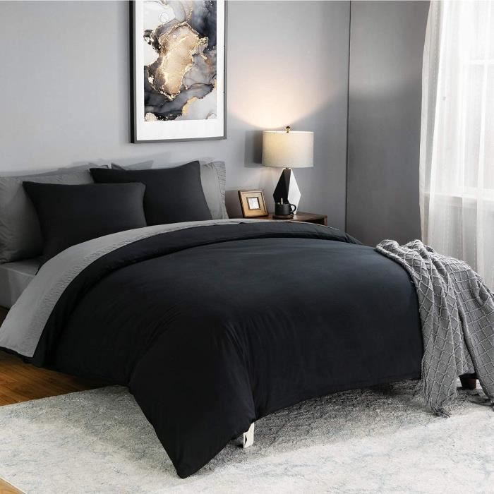 Housse De Couette 220x240 Cm + 2 Taies 65x65 Cm - Microfibre Brossée Douce - Imprimé 3D Corail Bleu - Fermeture éclair