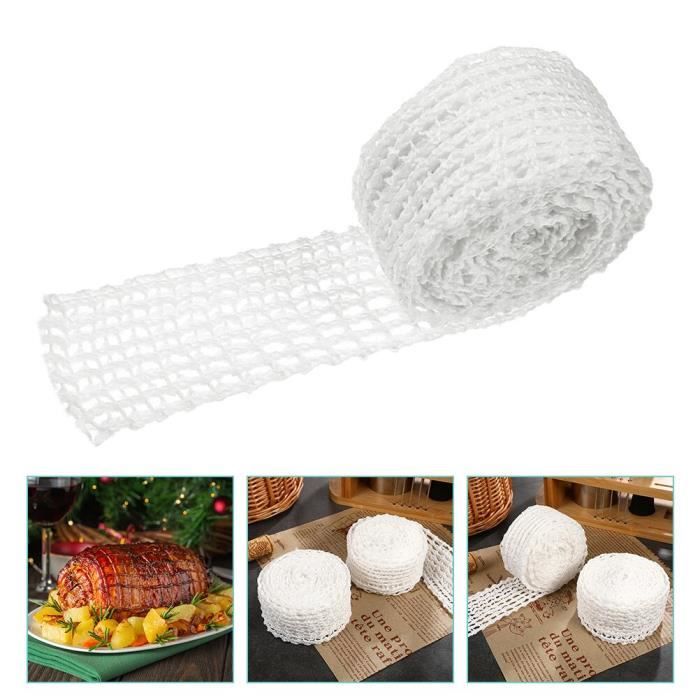 Blanc 300X10X0.2CM Filet à viande filet à saucisses rouleau de cuisson pour  boucherie, ficelle élastique en c