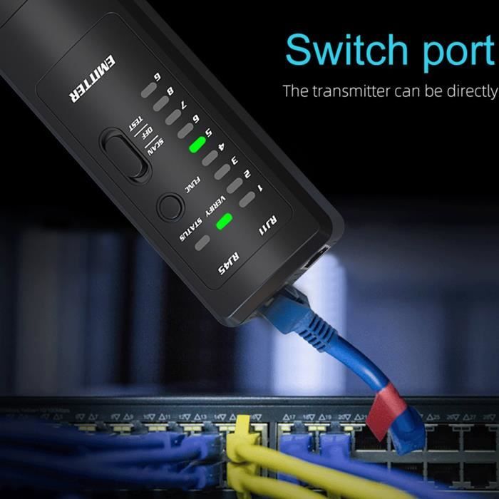 Testeur De Câble Réseau RJ45/RJ11 - Détecte Les Défauts, Court-circuits Et Problèmes De Polarité - Compatible CAT5, CAT6