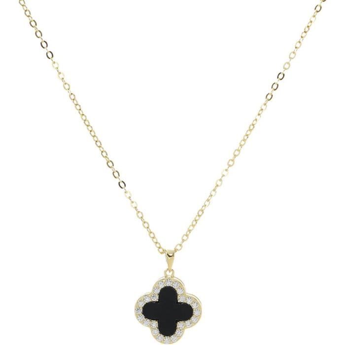 Bijou Femme Acier Inoxydable Parure Bijoux Trèfle à Quatre Feuilles - Collier, Bracelet, Boucles D'Oreilles - Acier Inoxydable Bracelet Trefle 4 Feuilles Femme
