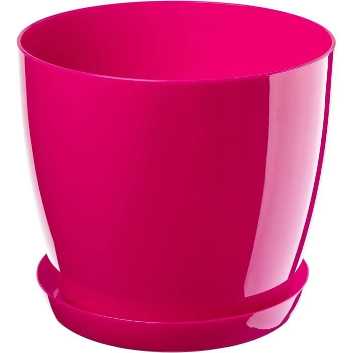 Pot De Fleurs KADAX Avec Soucoupe - Cache-Pot Plastique Blanc Ø20cm - Déco Intérieur