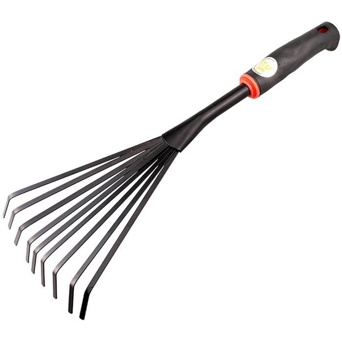 Râteau Mini Jardin KOTARBAU - 6 Dents Acier, Manche Bois 30cm - Outil Plantation Et Entretien