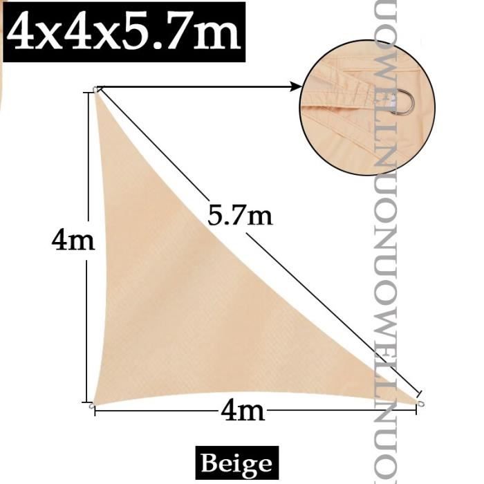 Voile d'ombrage Triangulaire 3x3x3m Imperméable Toile Ombrage UV Protection pour Patio Jardin, Terrasse,Extérieur, Balcon, Beige | Leroy Merlin